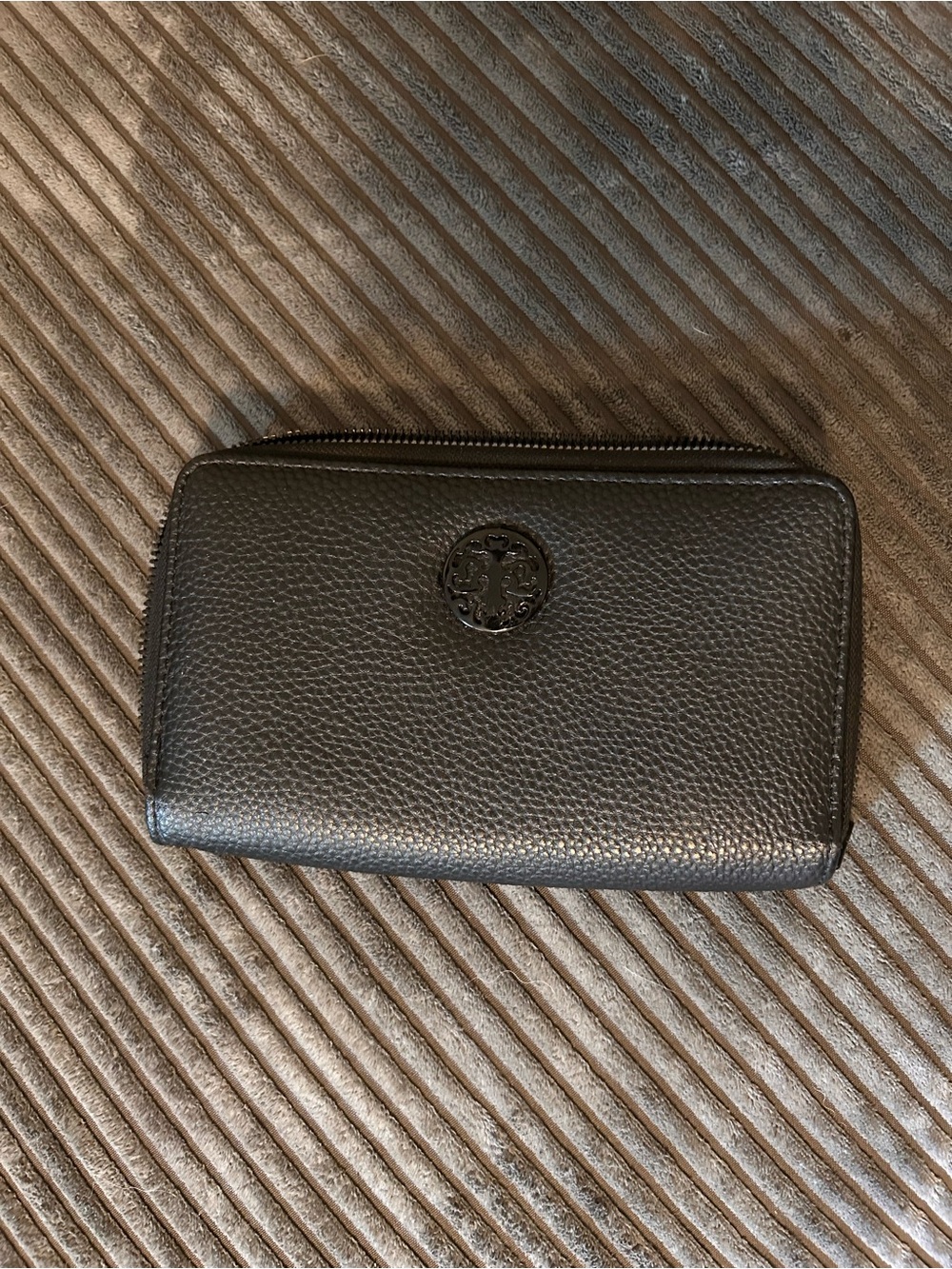 Black Leather Zip Wallet for Men